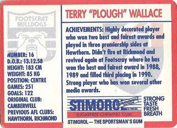1991 Scanlens Stimorol #74 Terry Wallace Back